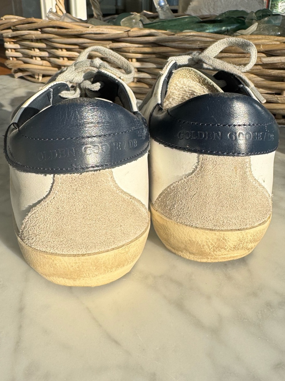 GOLDEN GOOSE Super-Star with Gray Suede Star & Navy Blue Heel Tab - Size 37 - Picture 4 of 7